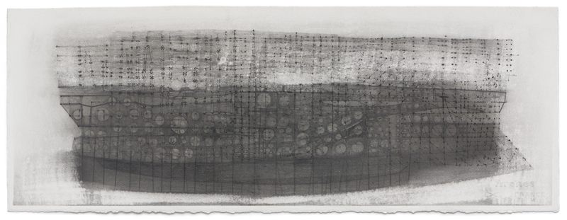 A graphite on paper drawing titled Adrift by Stephen Talasnik.