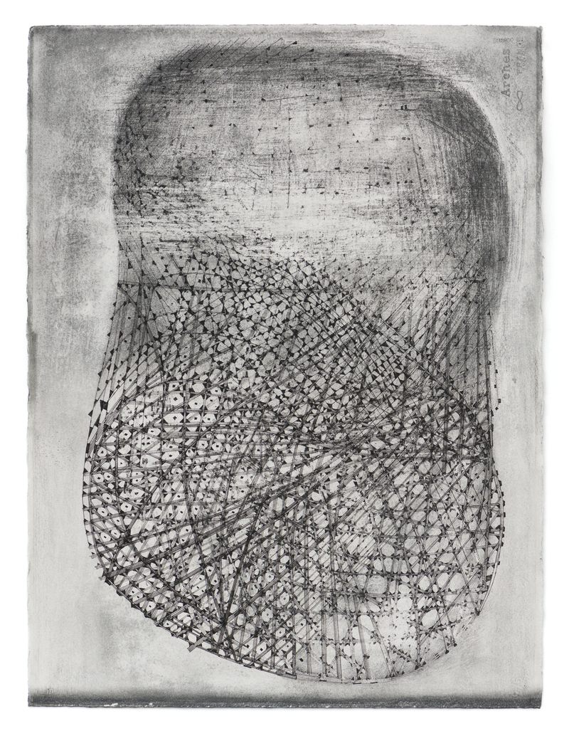 A graphite and ink on paper drawing titled Hover by Stephen Talasnik.