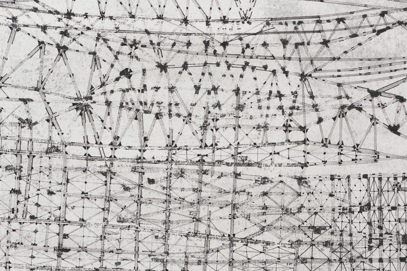 A detail of a graphite and ink on paper drawing titled Infinite by Stephen Talasnik.