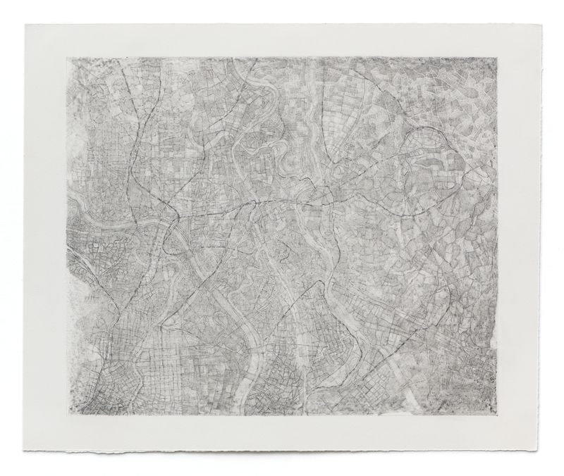 A graphite on paper drawing titled Journey by Stephen Talasnik.