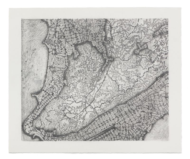 A graphite and ink on paper drawing titled Journey II by Stephen Talasnik.
