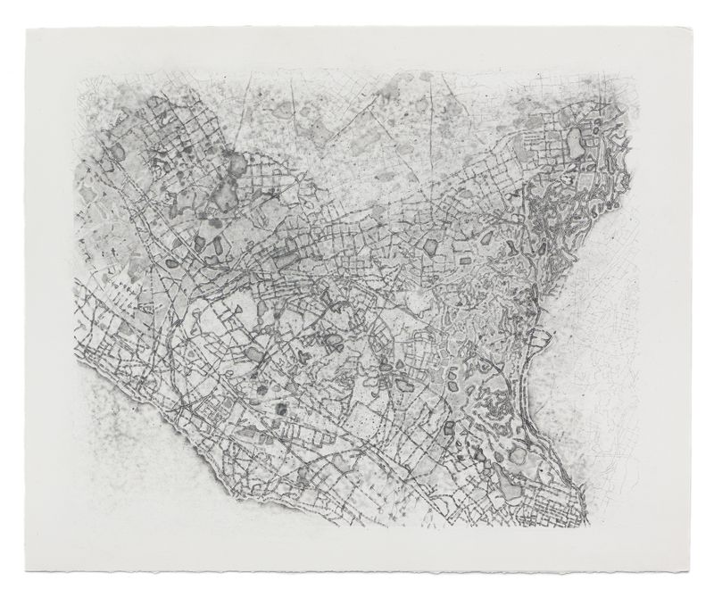 A graphite on paper drawing titled Journey III by Stephen Talasnik.