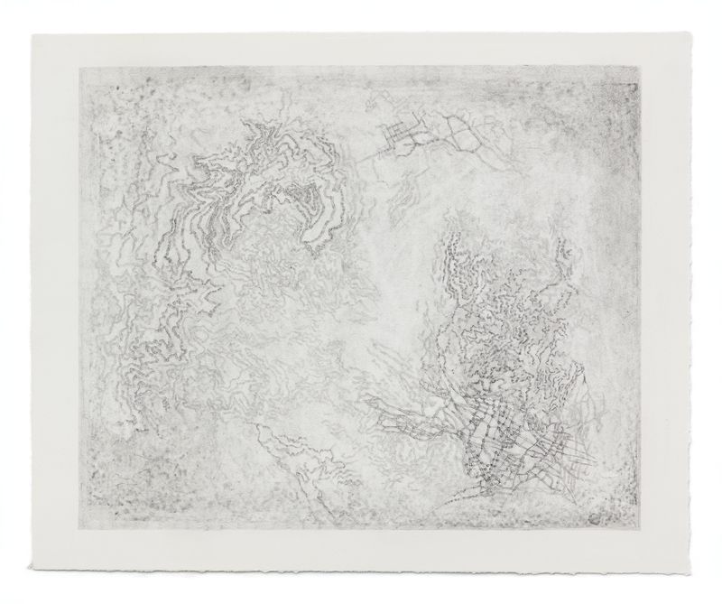 A graphite and ink on paper drawing titled Journey IV by Stephen Talasnik.