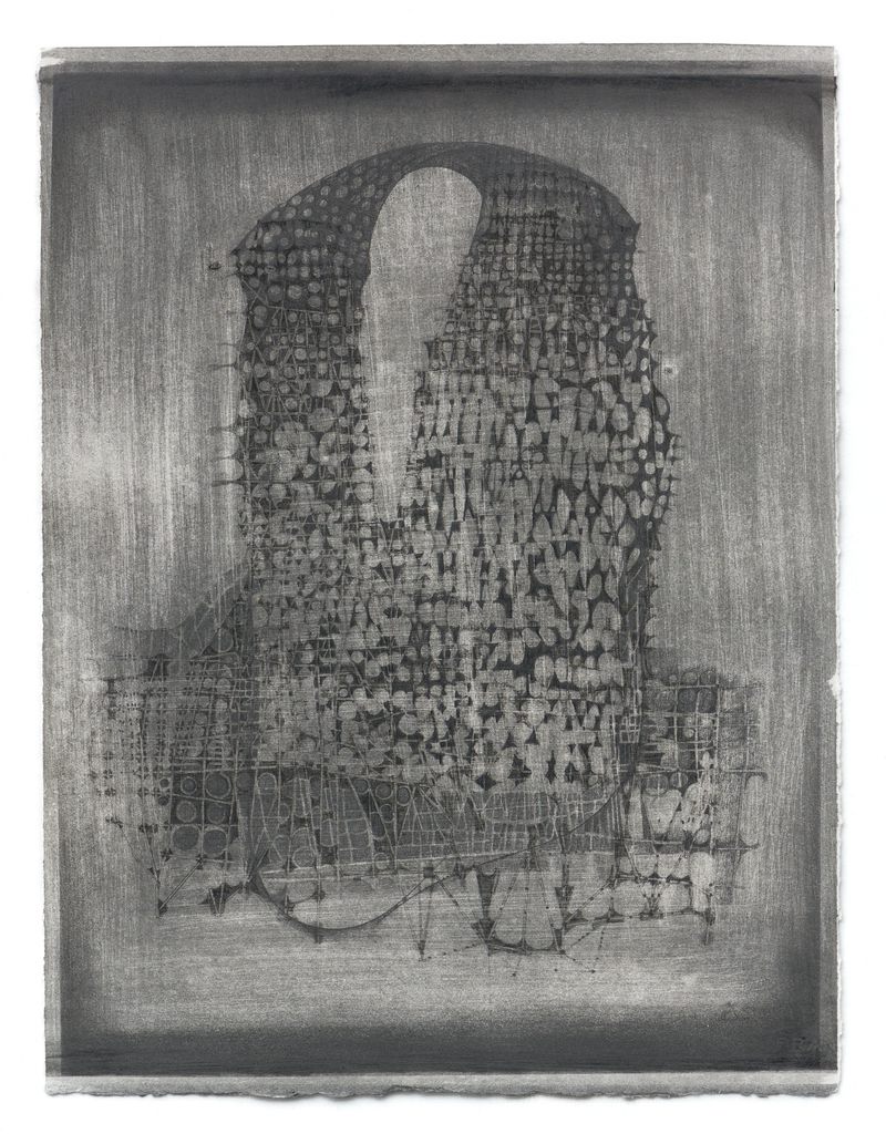An image of a drawing titled Moveable City #4 by Stephen Talasnik.